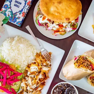 Chicken Döner Plate, Beef &amp; Chicken Döner Combo Sandwich, &amp; Beef Döner Wrap