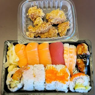 Today&apos;s lunch. Deluxe set with complimentary chicken karaage.