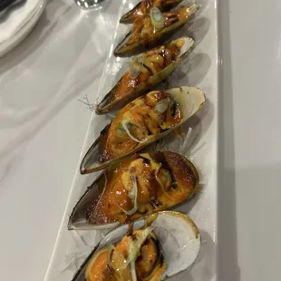 Baked green mussels
