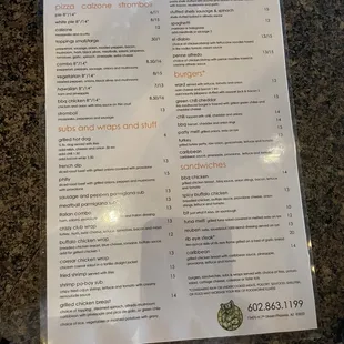 menu