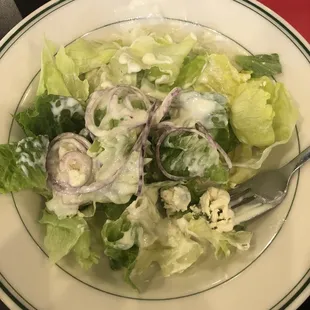 Side salad with blue cheese dressing