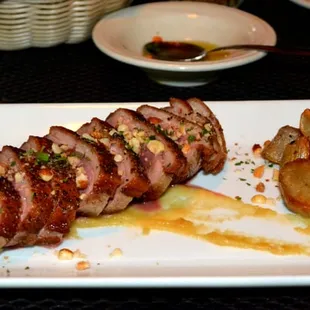 Pan Seared Duck Breast, Sun Chokes on Homemade Applesauce
