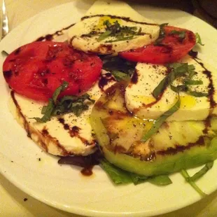 Caprese salad with that green heirloom tomato.