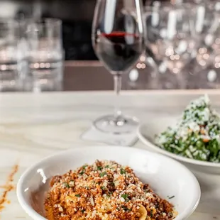 Bolognese with Mafaldine noodles