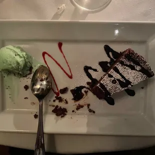 a piece of cake and ice cream