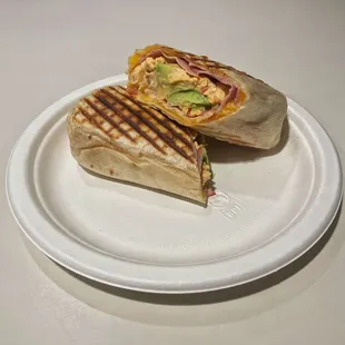 Ham Avocado Grilled Breakfast Burrito