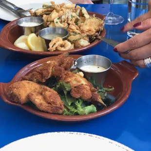 Fried Artichokes (front) and Calamari (back)