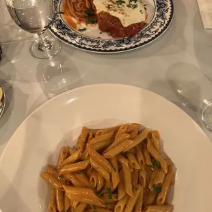 Penne alla Pasta with Vodka Sauce  Chicken Parmigiana