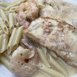Pollo con Gamberi Alla Francese