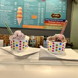 two cups of ice cream