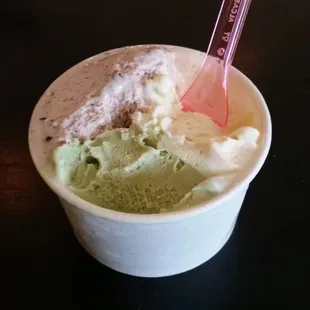 Pistachio, Sea salt caramel, and Quasimodo (almonds &amp; chocolate chips). Delizioso!!