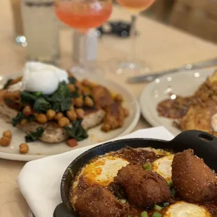 two plates of food on a table