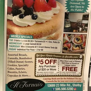 Coupons and weekly specials