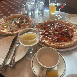 Il Fornaio Covina Italiana delicious pizza, calzone, scallops, polipo, ravioli vellutata, and a pumpkin martini and a manhattan or a tea.