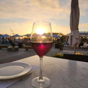 My wine and tonights sunset at Il Fornaio