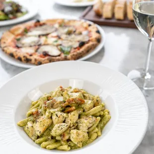 Pictured Food: 
Casarecce al Pesto e Pollo, Pizza Parmigiana