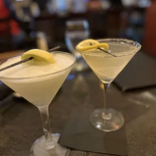 Vodka gimlet (I went w fresh lime juice only and while tart, was yummy!) Other is a Lemon Drop...delish!