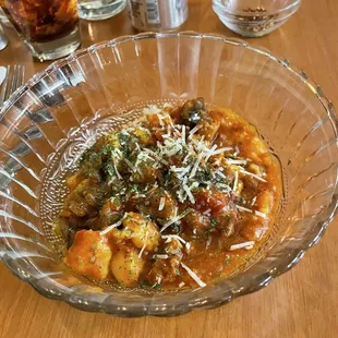 Homade Gnocci with house made sausage, mushrooms and a roasted tomato sauce. Amazing!