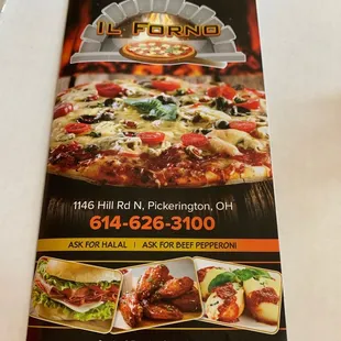 the menu for the restaurant