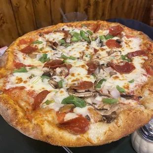 Quasi Veggie with pepperoni pizza