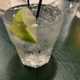 Tito's and soda with lime