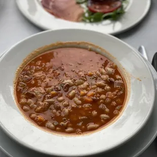 a bowl of soup on a table