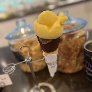 Mango passion &amp; chocolate truffle gelato