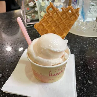 Rose gelato, one scoop with tip $7.18