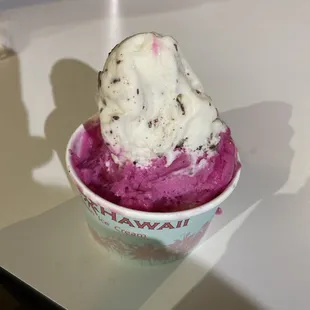 Banana chocolate chip and dragon fruit.