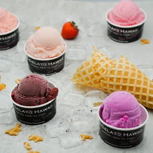 a variety of ice creams