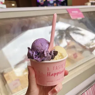 Ube cookies and cream, lilikoi