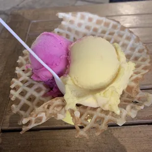 Dragonfruit and mango sorbet