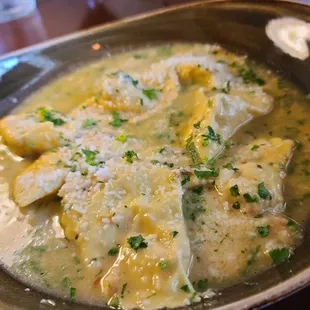 The pasta special of the night (6/24/2023) - Roasted pork ravioli with a butter sauce