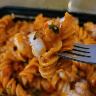 a luscious bite of their shrimp pasta special