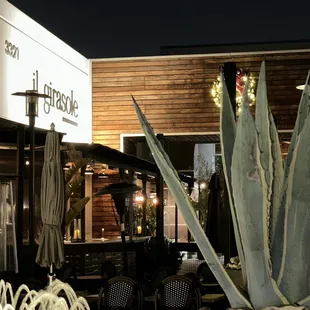 Outside the restaurant