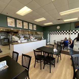 There is a small indoor seating area