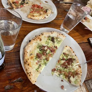 Brussels sprout and caprese pies