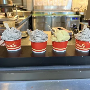 4 gelatos! 3 cookies n cream and 1 passion fruit