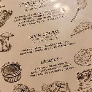 Menu for Tosa restaurant week (2023)