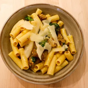 Spicy Italian sausage rigatoni.