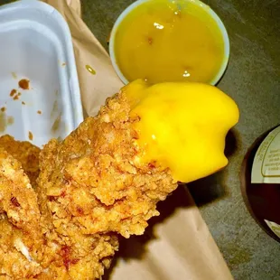 Boneless Chicken Finger dipped in Honey Mustard