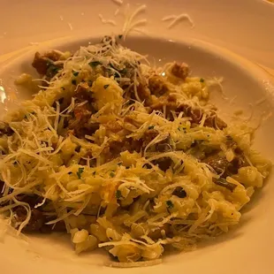 Mushroom Risotto with sausage added was really good.