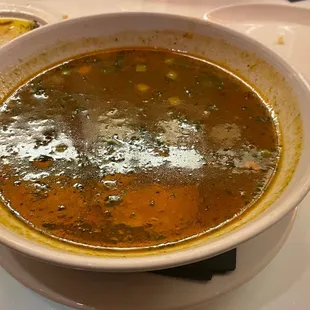 Minestrone soup was really tasty. Not a lot of pasta though