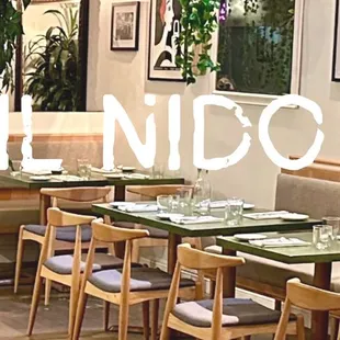 tables and chairs in a restaurant