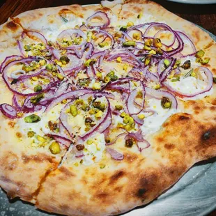 Rosmarino (white) rosemary / red onion / pistachio / fresh mozzarella / white pepper / EVOO