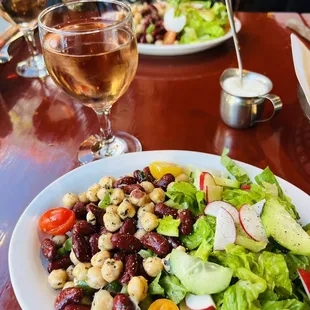 Green and bean salad...a glass of rose...