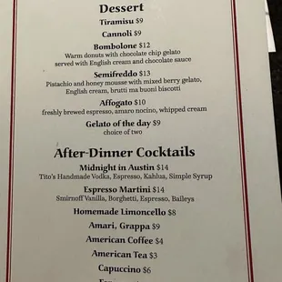 Dessert menu Aug 2023