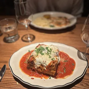 Lasagna and chicken piccata