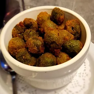 Stuffed fried olives YUM!