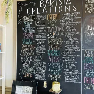 a menu on a blackboard